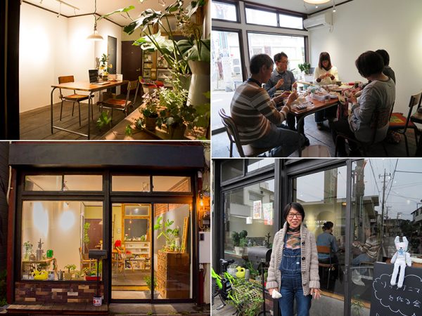 しゃれた雰囲気のギャラリーハチドリ。奥にはコンパクトな仕事スペースも設けられている。いずれの物件にも共通するのは大家さんがDIYなどに理解があり、入居者の好みを聞いてくれる点。それが面白い物件を可能にしている要因のひとつ