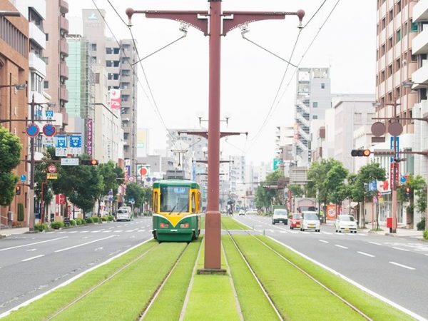 騎射場電停。現在の周辺はごく普通のまち