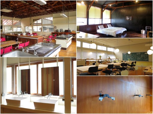 木の香りが漂ってきそうなナチュラルテイストの室内。美しく清潔感が漂う洗面など、女性の利用を意識して設計・施工している。2018年には自転車を解体せずに持ち込める「自転車の旅」専用の車両が導入され館山まで運行される予定。</br>自転車愛好家の利用などを見越して、校舎内には愛車の保管とメンテナンス用のスペースを完備している