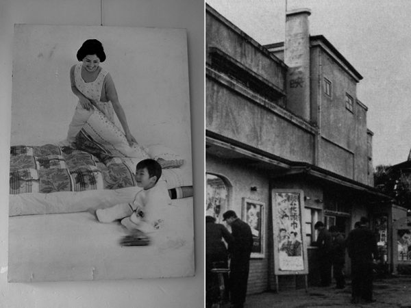 全盛期の夜具地のポスター(左)と青梅大映(右)