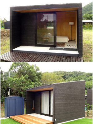 良品計画の「無印良品の小屋」を設置。すでに4棟で使用が開始され「南房総でのリラックスタイム」を満喫されているようだ