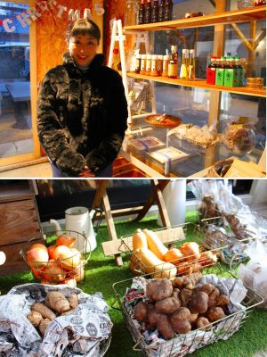 森の花畑やおやには、協力農家の無農薬野菜や調味料の量り売りなど、物語のある食材が並ぶ。「これからも『スミビラキ』を継続し、地域にじんわり溶け込んでいきたい」と話す山川さくらさん