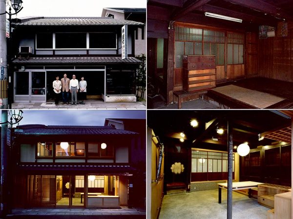 柴山商店。上の写真は改修前、下は改修後。アルミサッシはペアガラスを入れた木製建具に取り替え、外壁に昔ながらの色漆喰を施した。右は“ミセ”。既存の建具を生かしている(撮影:石黒 守)