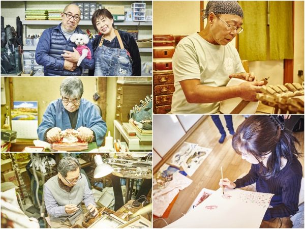 三味線の演奏体験(右上)や手描き友禅体験(右下)など、外国人観光客に素の日本の魅力を伝える各種体験プログラム。</br>「プログラムの数を増やしていきたい」と吉岡さん