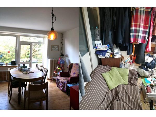 写真左)デンマークの20代独身男性の部屋。写真右)日本の同じく20代独身男性の部屋。</br>住まいの満足度調査で一番低かった日本の20代独身男性の住まいへの意識の一端が見える