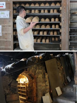 地元の土にこだわり、あくまでも手仕事で生み出される陶磁器たち。登り窯で丁寧に火を入れられる(写真下)
