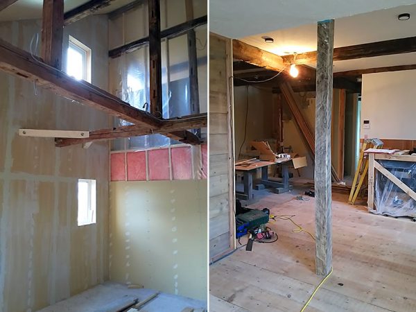梁や柱などを残し、大規模に行われたリノベーション工事