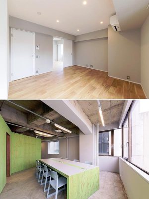 10階の住宅部分。住宅としては特に変わったところはないが、階下のフリーデスクを使える