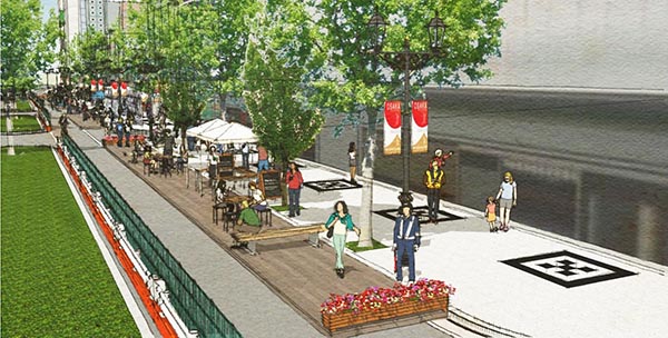 ミナミ御堂筋の会のメンバー。右から2人目が中塚氏