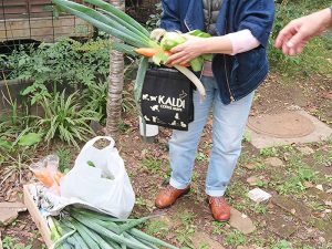 バーベキューの当日にも収穫した野菜のやりとりが行われていた。羨ましい……