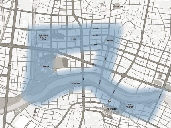 「Q」の字の回遊動線。周辺では7つの公民連携プロジェクトが進んでいる