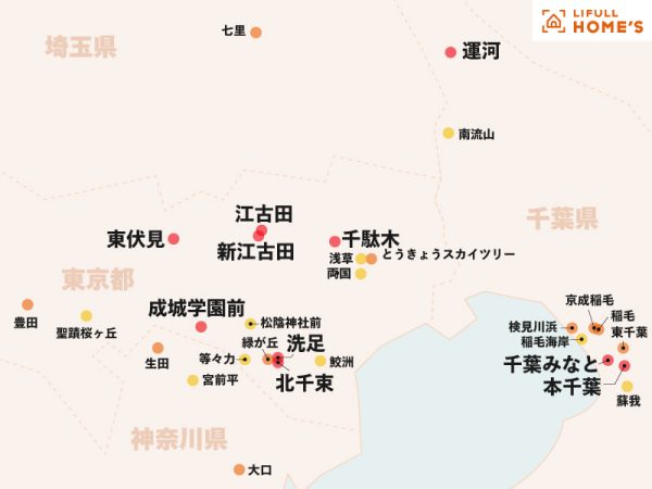 賃貸 vs 中古マンション 借りるより買った方が安い駅ランキング 11~20位(1都3県ファミリー編)