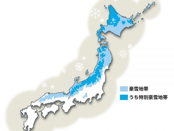 国内の「豪雪地帯」の分布図(国土交通省ホームページより)