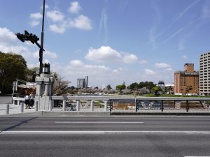 殿橋から見る岡崎城(写真右側)