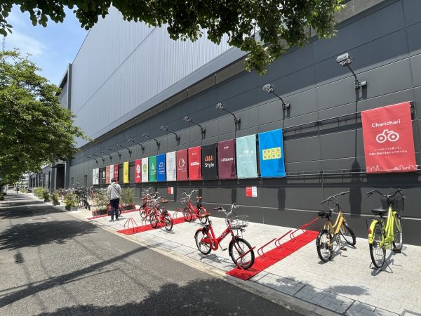 公園や大学などの場所と、自転車で行った場合の所要時間が書かれたエリアマップ