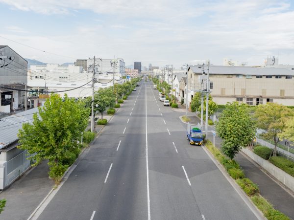 吉島通りから見た中工場とエコリアム