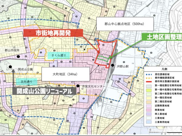 駅前で進められている小規模区画整理 ※出典:郡山市(https://www.city.koriyama.lg.jp/soshiki/131/2839.html)