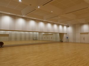 スタジオは2カ所あり、こちらは小ホールほどの広さがあり、実際の舞台に立ったことを想定した練習ができる