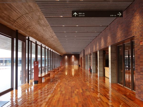 ホワイエ。背後の階段がまるでエッシャーの絵のようだと評判で、これを入れて写真を撮る人が多いそうだ