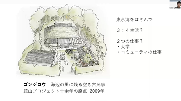 館山の古民家「ゴンジロウ」(岡部さんの投映資料より)