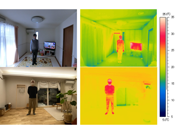 上:図6 夢・建築工房の設計・施工による高性能賃貸住宅
下:図7 壁は柱間グラスウール充填+外張りフェノールフォームによるマイルド付加断熱