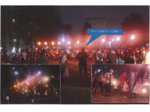 鷺宮西住宅の夏の風物詩の花火大会。「提灯を掛けるのも、花火を用意するのも準備って大変なんですよね」と運営側の苦労も語っていた
