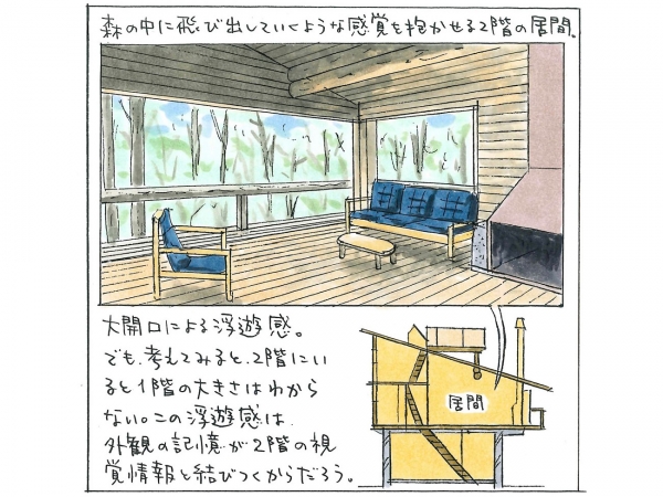 森の中に飛び出していくような浮遊感(イラスト:宮沢洋)
