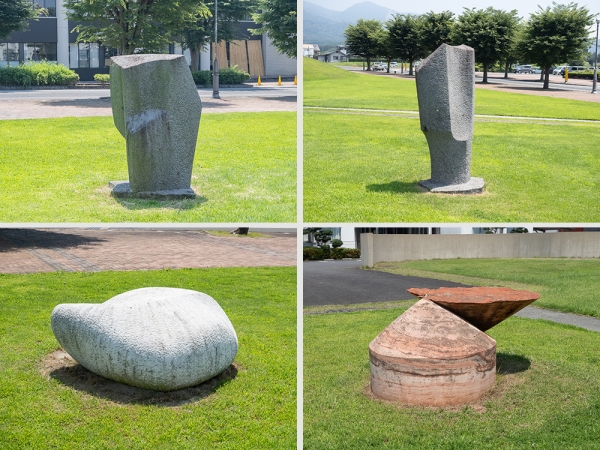 展示室「太陽」の外観。美術館の建物の横にそびえる、インパクトのある巨大な円筒状の物体は、実は展示室