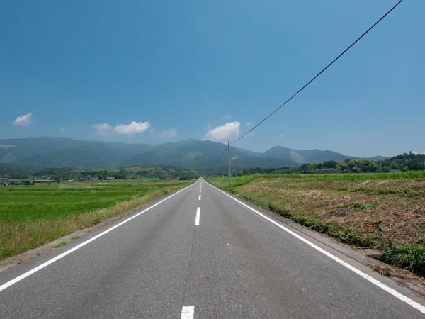 写真右奥に見えるのが那岐山。奈義町現代美術館の借景になっており、見事な景観をつくり出している