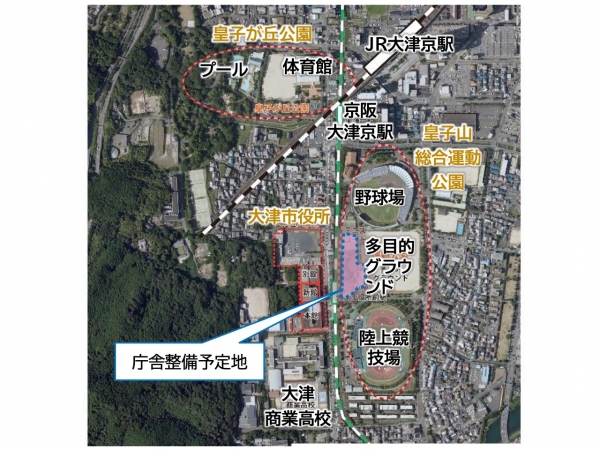 庁舎整備予定地(画像引用:大津市「大津市庁舎整備基本計画」)