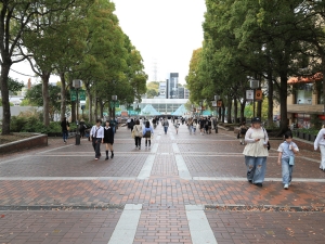 正面奥が多摩センター駅。ウォーカブルな暮らしやすい街づくりも特徴のひとつ