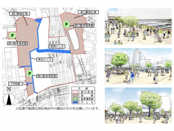 土地区画整理事業 事業概要図 ※出典:東京都(2021年)「新宿グランドターミナルへの再編、新宿駅直近地区土地区画整理事業 事業計画を決定! 人中心のまち「新宿」の形成にむけて」