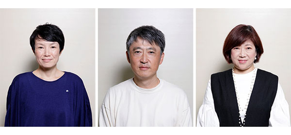 3名の審査員。左:宇野悠里さん (株式会社 仲建築設計スタジオ 共同代表) 中央:古谷俊一さん(古谷デザイン建築設計事務所 代表/京都芸術大学客員教授/明治大学兼任講師) 右:八久保誠子さん(株式会社LIFULL「LIFULL HOME’S PRESS」編集長 兼「LIFULL HOME’S」研究員)