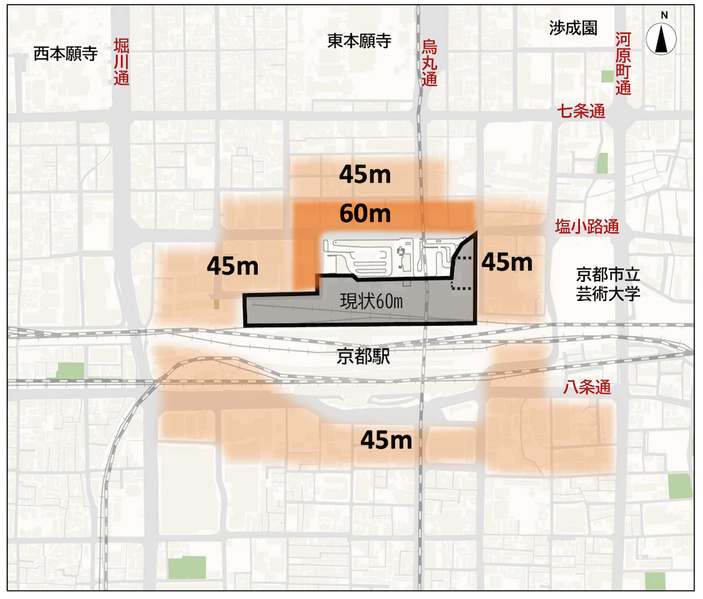 京都市南部の「らくなん進都」による都市計画の見出しエリア(画像引用:京都サウスベクトルパンフレット)