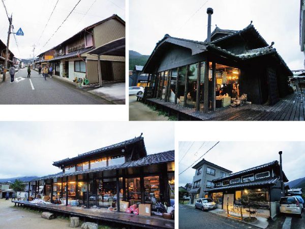 ▲神山町の中心街に位置する商店街を歩くと、空き商店を改装したオフィスや店舗が点在している。<br />一部の壁をガラス張りにした古民家の中では、<br />まるで大都会に建つインテリジェントビル内のオフィスのようにズラリとデスクやパソコンが並び、多くのひとたちが働いていた。<br />瓦屋根の古民家と都会的なオフィス…不思議と違和感無くマッチする