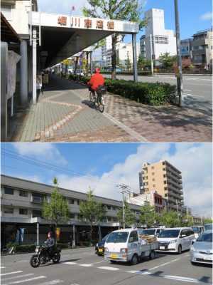 周囲の建物に比べると低層な堀川団地。端の棟では建替えを睨み、立退きが始まっていた。商店街も残念ながらそれほど賑わっているとは言い難い