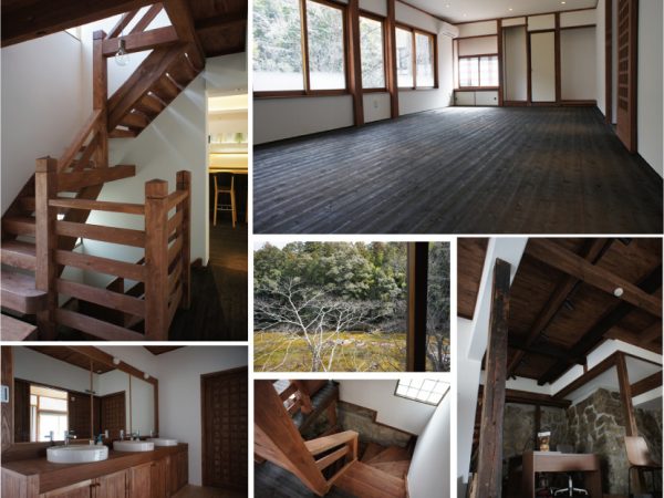 歴史を重ねた旅館としての趣きを残しつつも、地元の木材をふんだんに使ったイマドキの洒落た空間デザイン。</br>清らかな川の流れや対岸の緑を愉しみながら心地よく過ごせるスペースが各フロアで広がっている。