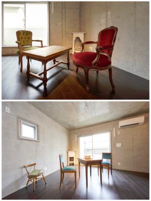 白い小型マントルピースのある部屋は2室あり、ご覧の通り、かなり雰囲気が違う（撮影：大島康広）