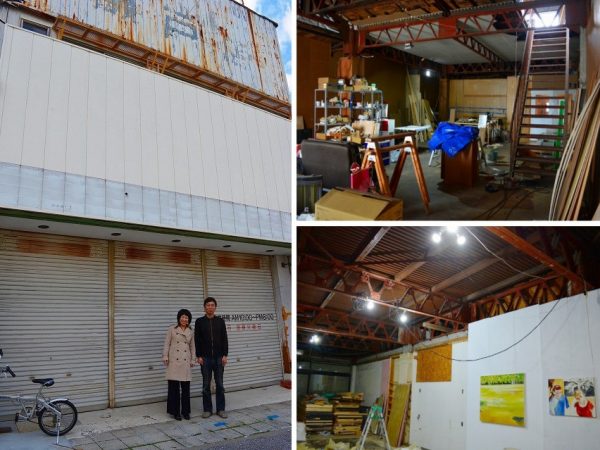 ▲左／「タネリスタジオ」は深川神社の参道の延長にある好立地。神社の春のお祭りではスタジオと前嶋さんらの有志チームが、この場所で出店する。右／スタジオ内は内装工事の真っ最中。アトリエ全体を作品ととらえ、丁寧につくり上げている最中だ