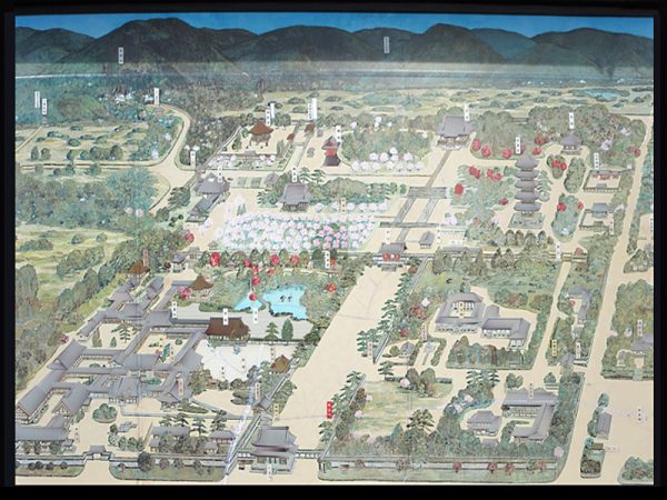 仁和寺の伽藍全景絵図。鬼門の場所は、手つかずの雑木林になっていることが判る