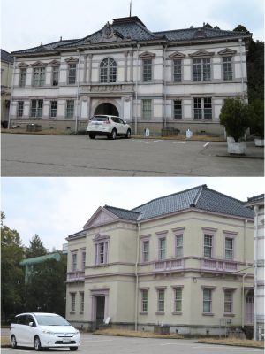 今後活用される予定の2棟。上は旧陸軍金沢偕光社。将校クラブである。下は旧陸軍第九師団司令部庁舎だ