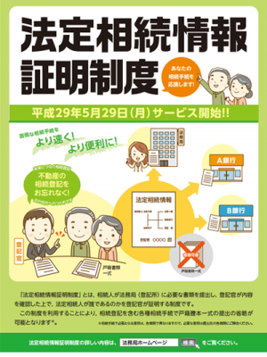 法務省が発行している法定相続情報証明制度サービス開始の告知パンフレット