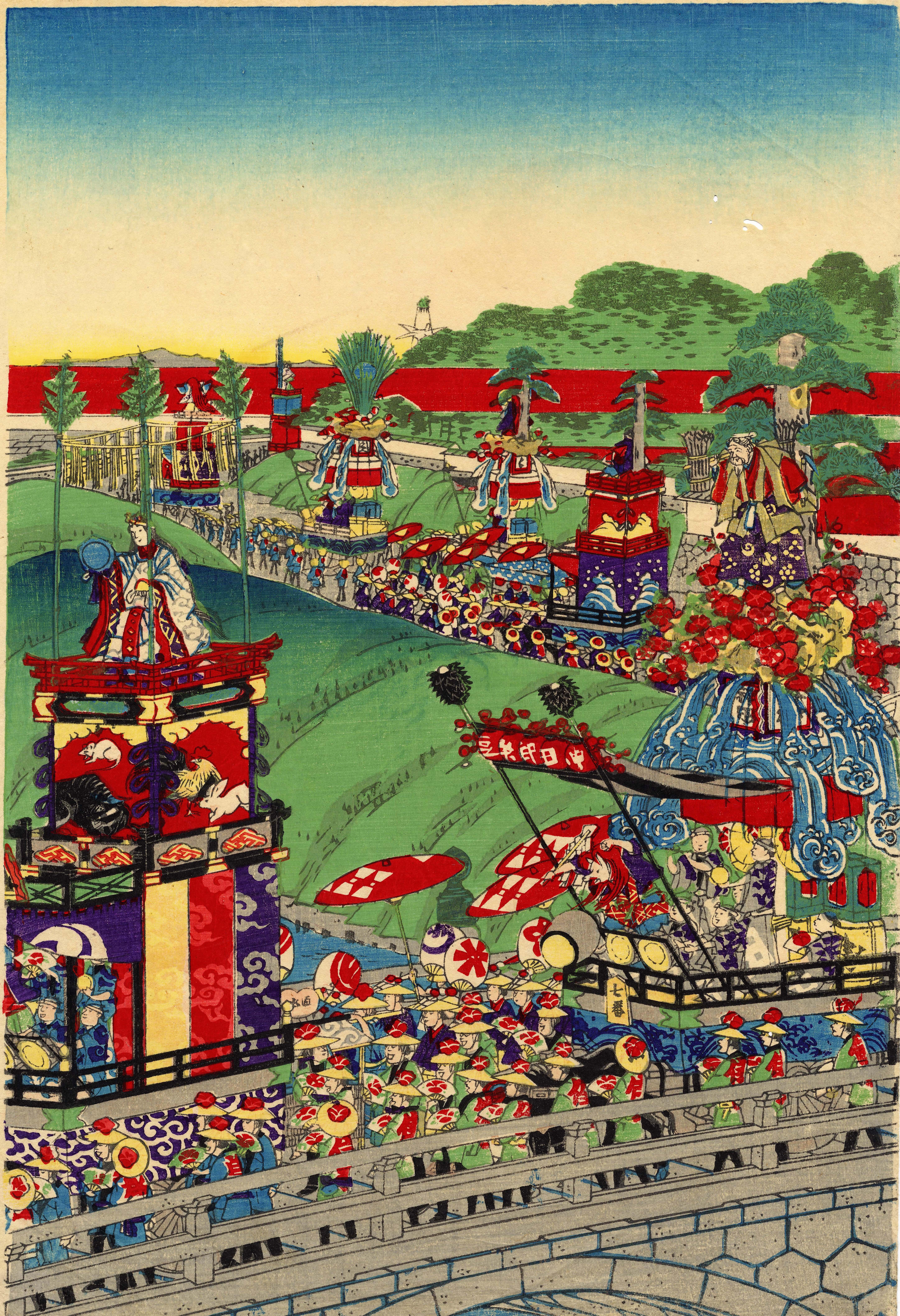 EDOYA♥️夏祭り価格♥️　不明ー6　サンドイッチの作り方 セル画と背景画 橋を渡る 東京から江戸へ』企画展。神田祭の巡行路を通じて、水辺空間