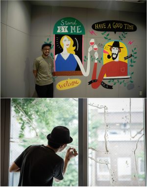 上はイフクカズヒコ氏、下は田中健太郎氏。現場でそれぞれ制作してもらっている