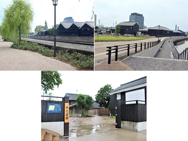 整備された半田運河沿いの様子。脱色アスファルトにした道路で半田運河の景観を意識させる作りに。緑のある風景もいい。写真下は、運河沿いにある観光スポットとして親しまれている半六庭園。江戸時代から海運業、醸造業で栄えた豪商の庭園だ