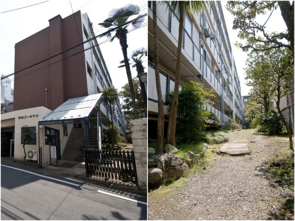 細長い敷地に建つ四谷コーポラスはスパンを広くとることで、採光に配慮した設計が行われていた。</br>建て替え後は現在の地上5階28戸から、地下1階・地上6階51戸のマンションへと生まれ変わる