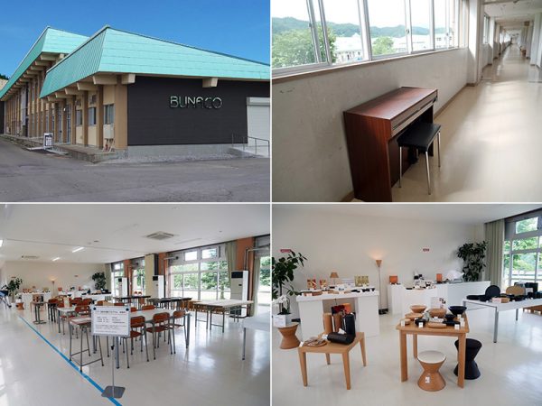 音楽室がスピーカーの視聴室に、給食室がカフェに、小学校の名残があちこちに見られる。オルガンや授業で使った大きなそろばんがある風景が懐かしい。小学校のチャイムもそのまま、今は職人さんたちにお昼の休憩時間を知らせている