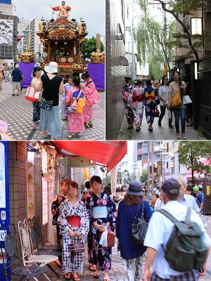 八王子まつりには多くの家族連れ、浴衣姿の若い女性などが集まった