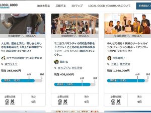 LOCAL GOOD YOKOHAMAのホームページ。クラウドファンディングで支援を募集した案件は全部で18件。そのすべてが目標金額に到達し、事業化に成功。集まった資金の総額は1175万7970円にもなる