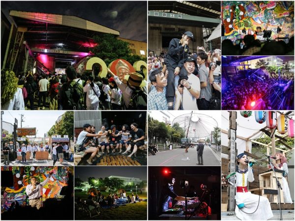 大田区や品川区などの行政、観光協会、警察、企業など、様々な機関と連携して盛大なイベントに。ライブは須田鉄工所の一部を</br>舞台にしてBUCKLE KÔBÔでしか見られない様々なプログラムを展開。商業目的だと利用できない公園も防災目的では利用可能で、</br>今回のイベントでは「都市防災ブートキャンプ」が開催された（撮影／右下の3点は越間有紀子。左記3点以外は鈴木雄介）